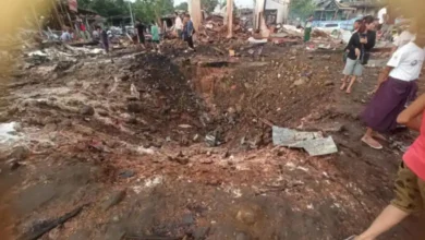 The site of a drone artillery strike launched by junta forces around 9 PM on June 6, between Khunsakung Monastery and Grace Christian Church in Nyinchanthaya village, Hpakant Township.
